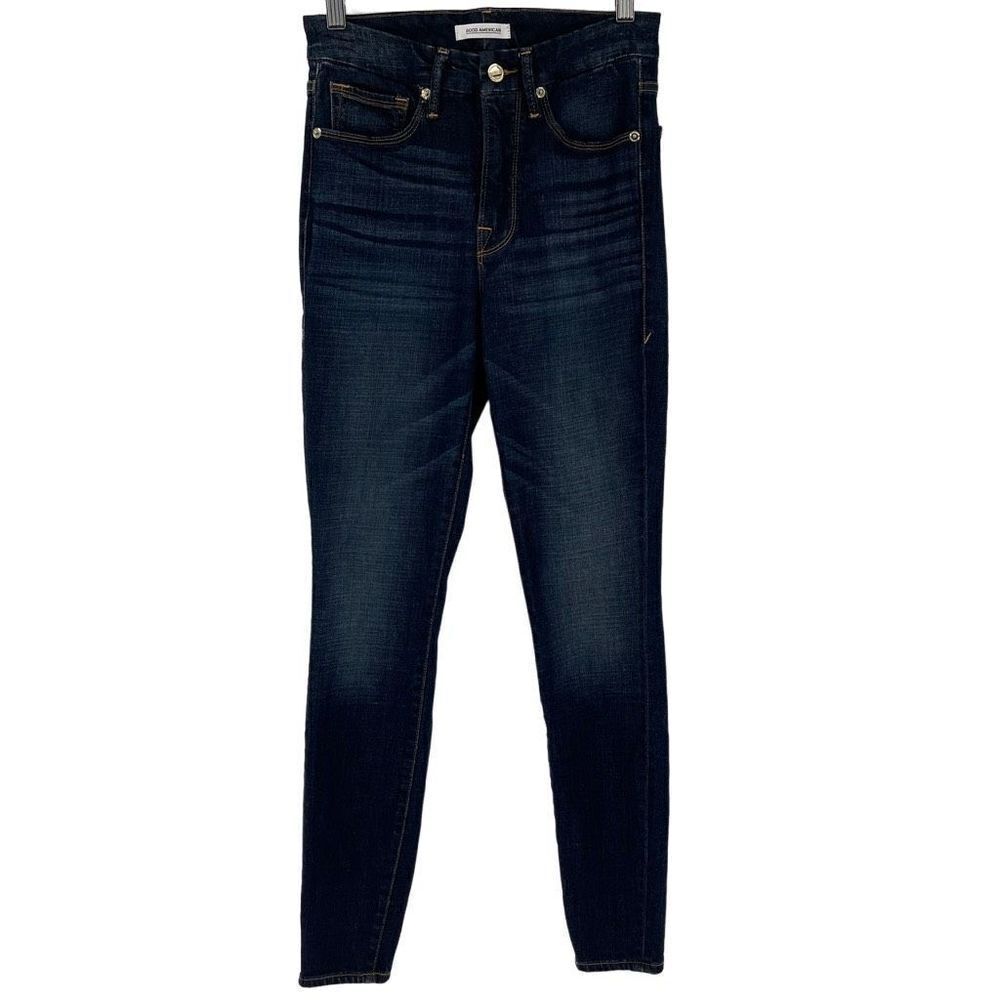 Good American Good Waist Skinny Jean Stretch Blue779 Dark Wash GW103TOP Women 2